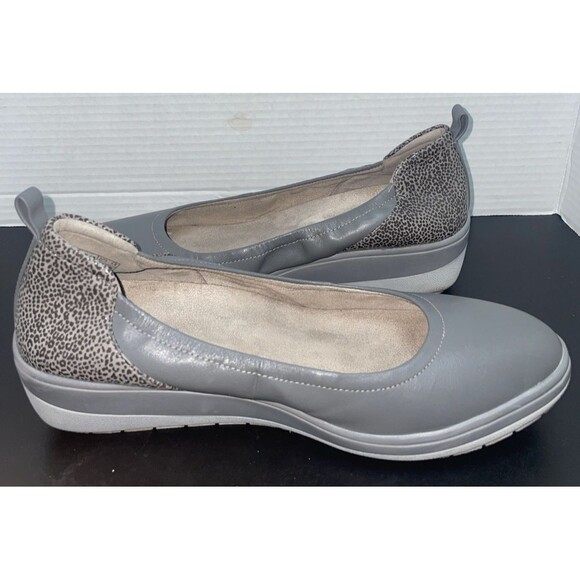 Vionic Shoes Womens 9.5 Gray Leather Wedge Flats Arch Support Comfort Jacey - Picture 7 of 14